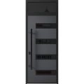Front Exterior Prehung Steel Door / Ronex 0131 Grey / Transom Window Sidelite / Entry Metal Modern Painted W36" x H80+16" Right hand Inswing Gray