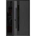 Front Exterior Prehung Steel Door / Ronex 0144 Grey / Sidelight Exterior Window Sidelite / Entry Metal Modern Painted W36+12" x H80" Right hand Inswing Gray