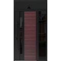 Front Exterior Prehung Steel Door / Ronex 0162 Red Oak / Sidelight and Transom Window Sidelite / Entry Metal Modern Painted W36+14" x H80+16" Right hand Inswing Red Oak