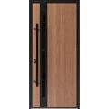 Front Exterior Prehung Steel Door / Ronex 1033 Teak / Entry Metal Modern Painted W36" x H80" Right hand Inswing Oak