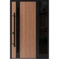 Front Exterior Prehung Steel Door / Ronex 1033 Teak / Sidelight Exterior Window Sidelite / Entry Metal Modern Painted W36+16" x H80" Right hand Inswing Oak