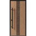 Front Exterior Prehung Steel Door / Ronex 1055 Teak / Entry Metal Modern Painted W36" x H80" Right hand Inswing Oak