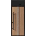 Front Exterior Prehung Steel Door / Ronex 1055 Teak / Transom Window Sidelite / Entry Metal Modern Painted W36" x H80+16" Right hand Inswing Oak