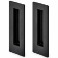 Rectangular Recessed Finger Pull for Sliding Pocket Closet Bypass Doors - White (pack of 2) Black