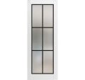 Slab Barn Door Panel | Planum 2122 Chocolate Ash with Frosted Glass and Aluminum Strips | Sturdy Finished Doors | Pocket Closet Sliding White