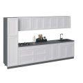 Kitchen Elegant Collection Black Color & Gray Base Size 11Ft Wide White Matte