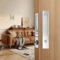 Pocket door lock with a hidden handle design - White Silver
