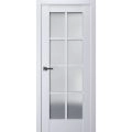 Interior Solid French Door | Veregio 7412 Aquamarine with Frosted Glass | Single Regular Panel Frame Trims Handle | Bathroom Bedroom Sturdy Doors  White