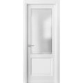 Solid Interior French | Lucia 22 Matte Black with Frosted Glass | Single Regular Panel Frame Trims Handle | Bathroom Bedroom Sturdy Doors  White