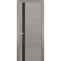 Solid Interior French | Planum 0040 Grey Oak with Black Glass| Single Regular Panel Frame Trims Handle | Bathroom Bedroom Sturdy Doors  Grey Oak