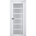 Interior Solid French Door Frosted Glass | Veregio 7602 White Silk | Single Regular Panel Frame Trims Handle | Bathroom Bedroom Sturdy Doors -18" x 84" White