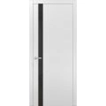 Solid Interior French | Planum 0040 Grey Oak with Black Glass| Single Regular Panel Frame Trims Handle | Bathroom Bedroom Sturdy Doors  White