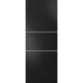 Slab Barn Door Panel | Planum 0110 Black Matte and Aluminum Strips | Sturdy Finished Modern Doors | Pocket Closet Sliding -18" x 84" Black Matte