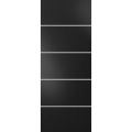Slab Barn Door Panel | Planum 0210 Matte Black and Aluminum Strips | Sturdy Finished Modern Doors | Pocket Closet Sliding Black Matte