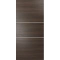 Slab Barn Door Panel | Planum 0110 Black Matte and Aluminum Strips | Sturdy Finished Modern Doors | Pocket Closet Sliding -18" x 84" Chocolate Ash
