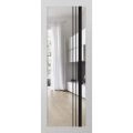 Slab Barn Door Panel Lite | Lucia 2566 White Silk with Clear Glass and Aluminum Strips | Sturdy Finished Modern Doors | Pocket Closet Sliding White