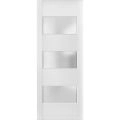 Slab Barn Door Panel 3 Lites | Lucia 4070 White Silk with Frosted Glass | Sturdy Finished Doors | Pocket Closet Sliding White