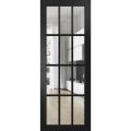 Slab Barn Door Panel | Felicia 3355 Matte Black with Clear Glass | Sturdy Finished Doors | Pocket Closet Sliding-30" x 80" Black Matte