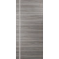 Slab Barn Door Panel | Planum 0310 Chocolate Ash and Aluminum Strips | Sturdy Finished Doors | Pocket Closet Sliding Ginger Ash