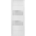 Slab Barn Door Panel 2 lites | Lucia 4010 White Silk with Frosted Glass | Sturdy Finished Doors | Pocket Closet Sliding White