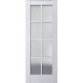 Slab Barn Door Panel | Veregio 7412 Matte Grey with Frosted Glass | Sturdy Finished Doors | Pocket Closet Sliding White