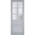 Slab Barn Door Panel | Veregio 7339 White Silk with Frosted Glass | Sturdy Finished Doors | Pocket Closet Sliding Matte Grey