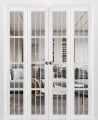 Sliding Closet Double Bi-fold Doors | Felicia 3355 Matte Black with Clear Glass | Sturdy Tracks Moldings Trims Hardware Set | Wood Solid Bedroom Wardrobe Doors  White