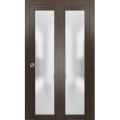 Sliding Closet Bi-fold Doors | Planum 2102 Matte Black with Frosted Glass | Sturdy Tracks Moldings Trims Hardware Set | Wood Solid Bedroom Wardrobe Doors  Chocolate Ash