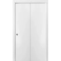 Sliding Closet Bi-fold Doors | Planum 0010 Chocolate Ash | Sturdy Tracks Moldings Trims Hardware Set | Wood Solid Bedroom Wardrobe Doors  White