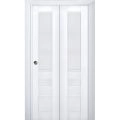 Sliding Closet Bi-fold Doors | Veregio 7411 Antracite | Sturdy Tracks Moldings Trims Hardware Set | Wood Solid Bedroom Wardrobe Doors  White