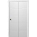 Sliding Closet Bi-fold Doors | Planum 0770 Painted White Matte | Sturdy Tracks Moldings Trims Hardware Set | Wood Solid Bedroom Wardrobe Doors  Painted White