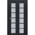 Sliding Closet Bi-fold Doors | Veregio 7602 Matte Grey with Frosted Glass | Sturdy Tracks Moldings Trims Hardware Set | Wood Solid Bedroom Wardrobe Doors  Antracite