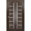 Sliding Closet Bi-fold Doors | Quadro 4088 Ginger Ash with Frosted Glass | Sturdy Tracks Moldings Trims Hardware Set | Wood Solid Bedroom Wardrobe Doors  Chocolate Ash