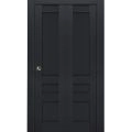 Sliding Closet Bi-fold Doors | Veregio 7411 Antracite | Sturdy Tracks Moldings Trims Hardware Set | Wood Solid Bedroom Wardrobe Doors  Antracite