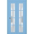 Sliding Closet Bi-fold Doors | Veregio 7412 White Silk with Frosted Glass | Sturdy Tracks Moldings Trims Hardware Set | Wood Solid Bedroom Wardrobe Doors  Aquamarine