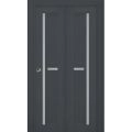Sliding Closet Bi-fold Doors | Veregio 7288 Antracite with Frosted Glass | Sturdy Tracks Moldings Trims Hardware Set | Wood Solid Bedroom Wardrobe Doors  Antracite