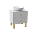 Modern Free Standing Bathroom Vanity with Washbasin | Dune Blue Matte Collection | Non-Toxic Fire-Resistant MDF White