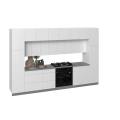 Kitchen Luxe Collection Natural Teak & Gray Color Base Size 12Ft Wide White Gloss