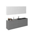Kitchen Fusion Collection Natural Teak & Gray Color Base Size 8.5Ft Wide Gray & White Gloss