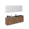Kitchen Fusion Collection Natural Teak & Gray Color Base Size 8.5Ft Wide Natural Teak & White Gloss
