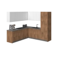 Kitchen Urban Collection Black & Gray Color Base Size 8x8Ft Wide Natural Teak & White Gloss
