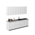 Kitchen Fusion Collection Natural Teak & Gray Color Base Size 8.5Ft Wide White Matte