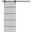 Sliding Barn Door with Hardware | Planum 0015 Oak and Aluminum Strips | 6.6FT Rail Hangers Sturdy Set | Modern Solid Panel Interior Doors Matte Grey