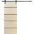 Sliding Barn Door with Hardware | Planum 0015 Oak and Aluminum Strips | 6.6FT Rail Hangers Sturdy Set | Modern Solid Panel Interior Doors Natural Veneer