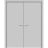 Planum Solid French Double Doors | Planum 0010 Vertical Natural Veneer | Wood Solid Panel Frame Trims | Closet Bedroom Sturdy Doors  Matte Grey