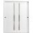 Sliding Closet Bypass Doors | Planum 0660 Painted White with Frosted Glass | Sturdy Rails Moldings Trims Hardware Set | Wood Solid Bedroom Wardrobe Doors Painted White