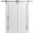 Sliding Double Barn Doors with Hardware | Planum 0660 Painted White with Frosted Glass | 13FT Rail Hangers Sturdy Set | Modern Solid Panel Interior Hall Bedroom Bathroom Door-48" x 96" (2* 24x96) Painted White