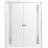 Modern Double Pocket Doors | Planum 0660 Painted White with Frosted Glass | Kit Trims Rail Hardware | Solid Wood Interior Bedroom Sliding Closet Sturdy Door Painted White