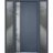 Front Exterior Prehung Steel Door / Deux 0729 Gray Graphite / 2 Sidelight Exterior Windows / Stainless Inserts Single Modern Painted-W12+36+12" x H80"-Right-hand Inswing Gray Graphite