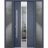 Front Exterior Prehung Steel Door / Deux 5755 Gray Graphite / 2 Sidelight Exterior Windows / Stainless Inserts Single Modern Painted-W12+36+12" x H80"-Right-hand Inswing Gray Graphite